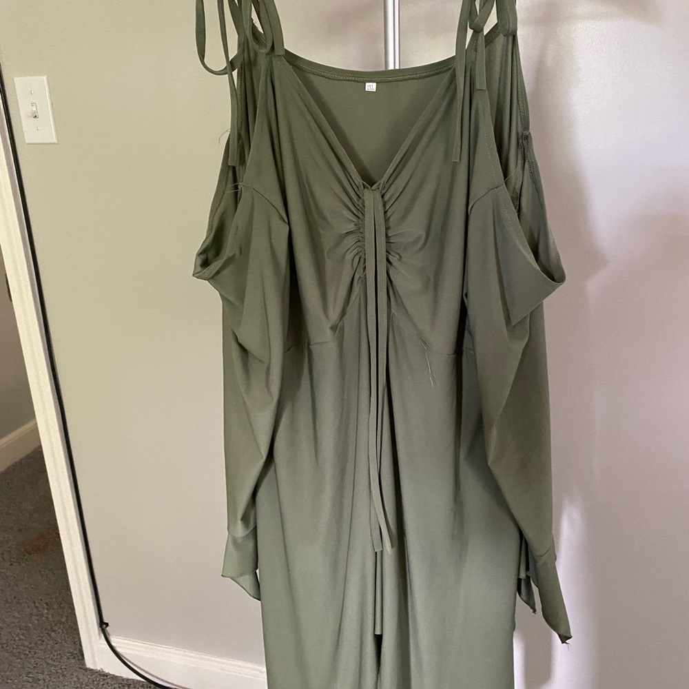Chic Long Sleeve Olive Dress